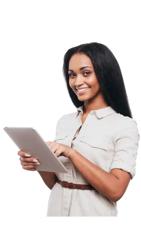 girl holding a tablet